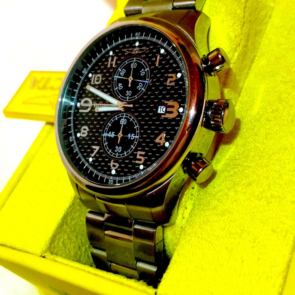 ⌚️🔥INVICTA®Black & StainlessSteel SilverWatch🔥⌚️Unisex